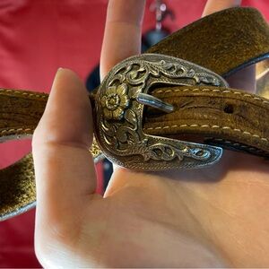 Vintage Western Tooled Leather Belt – Genuine Leather